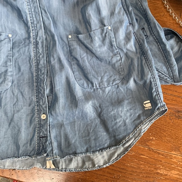 G-Star RAW Denim CL New Boyfriend Shirt Dress Women’s Snap Front Size Medium - Picture 14 of 17
